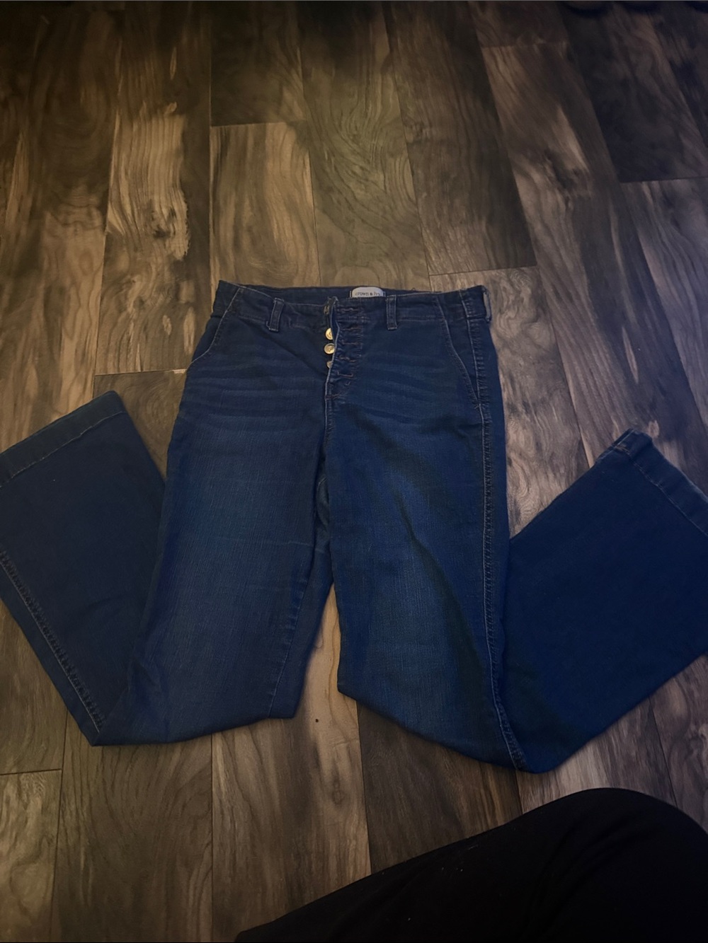 crown & ivy Dark Blue Bootcut Jeans with Button Fly